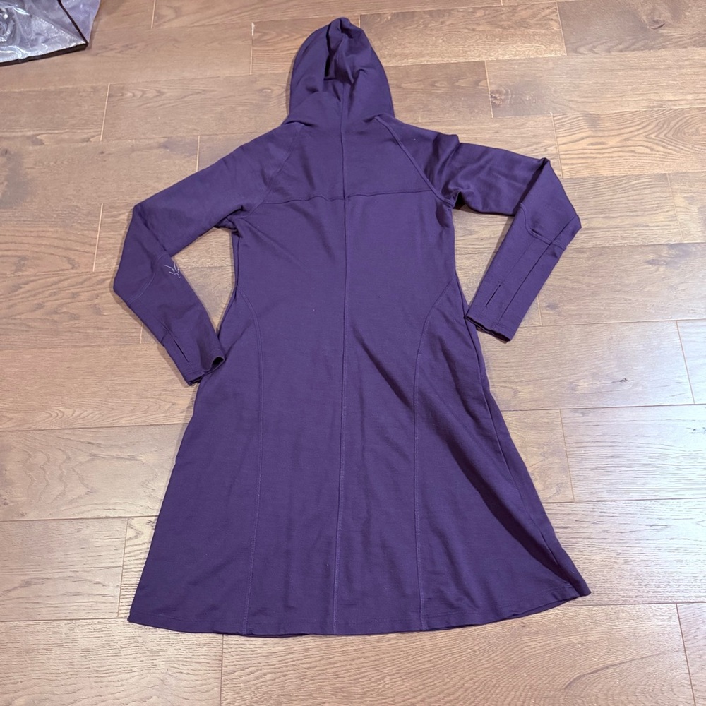 Ibex Wool Hooded Dress with Pockets and Thumbholes Sz Large Purple - Picture 8 of 10